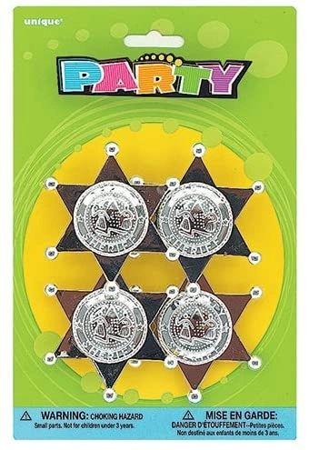 Silver Sheriff Badge - 4ct - Toy Party Favors