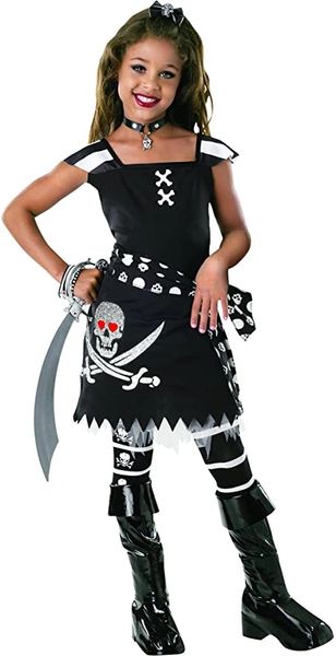 *Deluxe Drama Queens Scarlet Punk Pirate Black Costume Dress, Girl's Small - After Halloween Sale