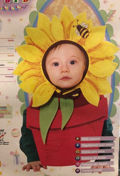 *Baby Yellow Sunflower Plant Bib and Bonnet Costume, up to 6 months - Halloween