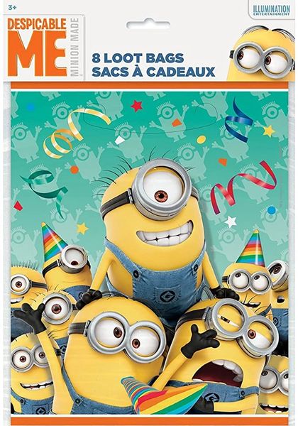 Despicable Me Minions Birthday Party Favor Loot Bags, 8ct