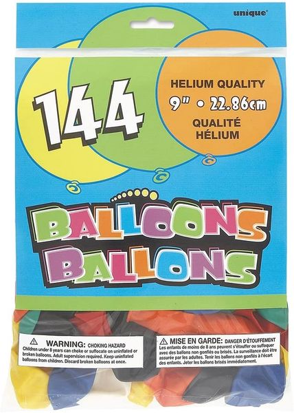 Assorted Solid Color Latex Balloons, 9in - 144ct