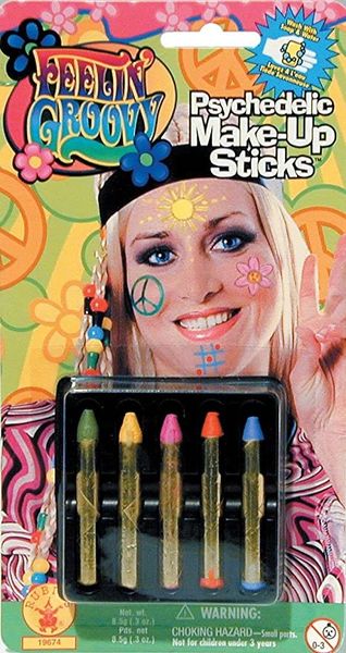 Hippie Psychedelic Neon Face Paint Stick Set, Carnival Makeup - After Halloween Sale - Purim - under $20