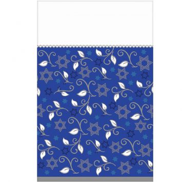 Joyous Hanukkah Table Cover, Star of David, Royal Blue - 54x102in - Chanukah Holiday Sale