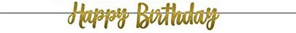 Gold Glitter Happy Birthday Banner, 12ft