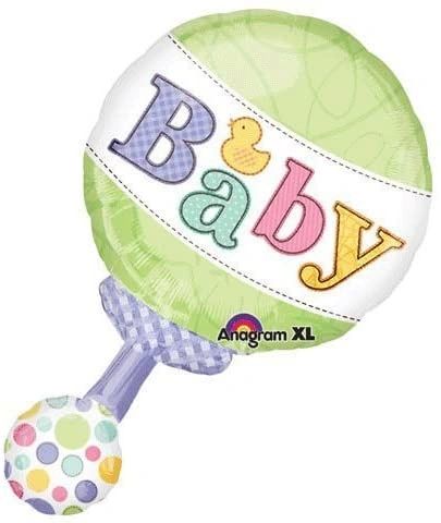Baby Rattle Shape Foil Balloon, 31in - Baby Shower - Welcome Baby