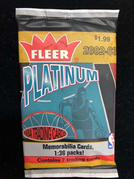 2002-03 Fleer Platinum NBA Basketball Trading Cards, 1 Pack - 7 Cards