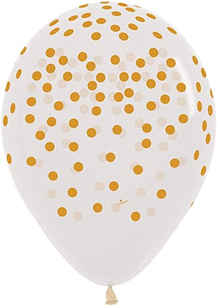 *Gold Confetti Dots Clear Latex Balloons, 11in - 50 balloons