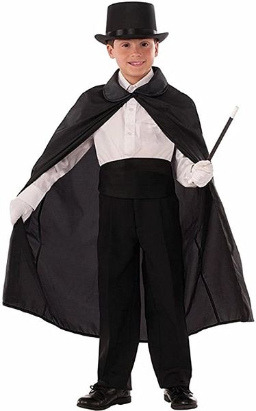 Kids Black Magician Cape Costume Accessory - Halloween Spirit - under $20