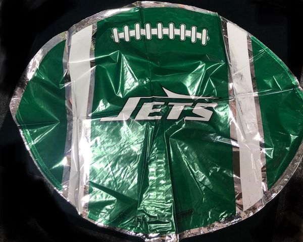 (#9) Rare Jets Football Shape Foil Balloon, 18in - NFL Sports Balloon