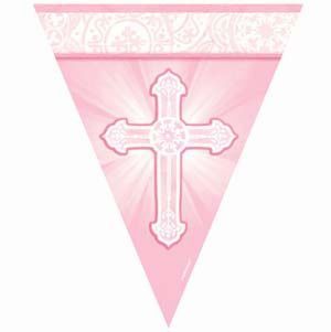 Pink Communion Pennant Flag Banner Decorations, 12ft - Indoor/Outdoor