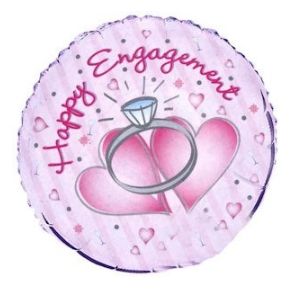 (#3) Happy Engagement, Diamond Ring, Round Foil Balloon, Pink - 18in