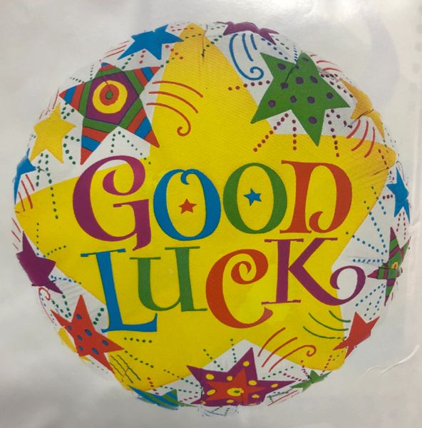 (#4) Good Luck, Stars Round Foil Balloon, 18in