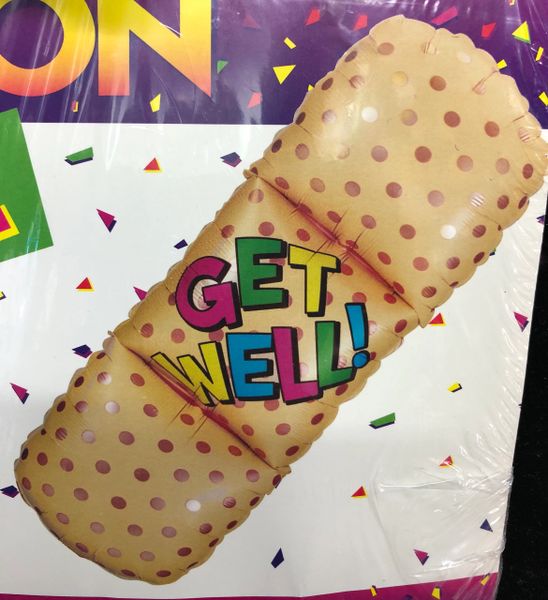 (#1) Jumbo Get Well Band-aid Super Shape Foil Balloon, 42in