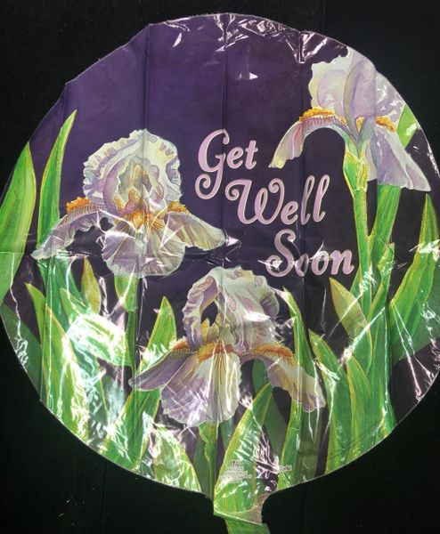 (#10) Get Well Soon with Flowers, Balloon, Purple - 18in