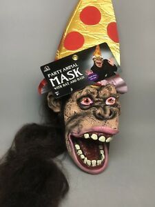 Gorilla Clown Mask - Ape with Long Hair - Party Animal - Yellow Cone Hat Red Dots - After Halloween Sale - under $20