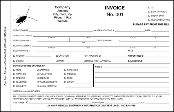 Pest Control Service Slip And Invoice