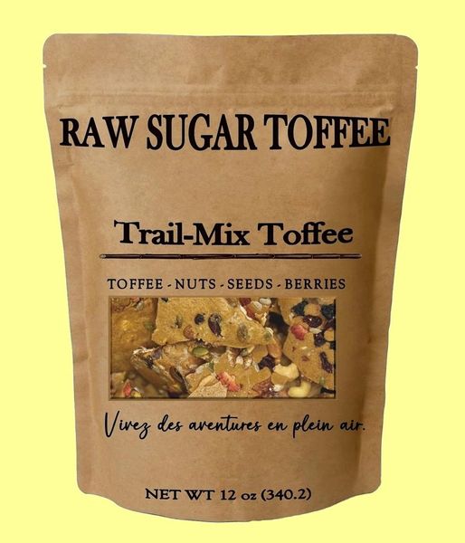 TRAILMIX TOFFEE 12oz. RAW SUGAR TOFFEE Louisiana raw cane sugar