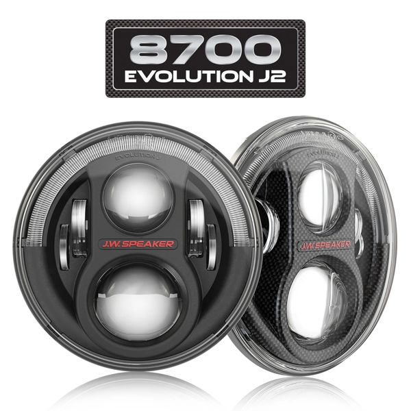 JW SPEAKER 8700 EVO J2 7" ROUND LED PAIR JEEP JK HEADLIGHTS Black 0554543