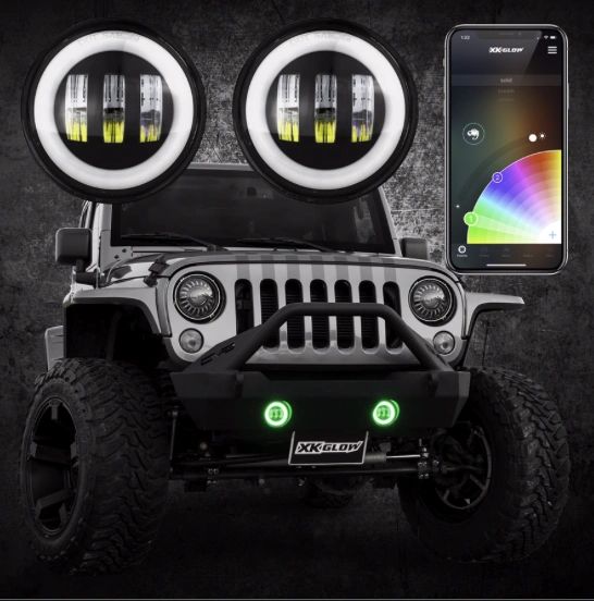 XK Glow Chrome RGB LED Fog Lights Jeep Wrangler JK JL JT XK042010-B