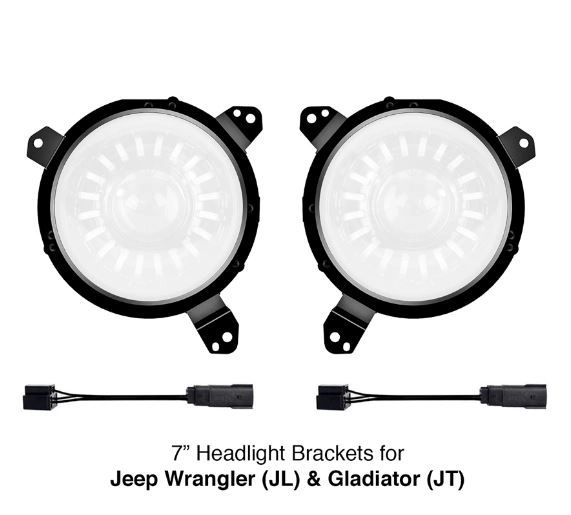 Universal 7" Headlight Mounting Brackets for Jeep Wrangler JL and Gladiator JT Models