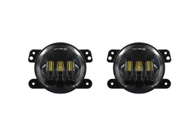 QUAKE JEEP JK/CJ/TJ 4 INCH 30 WATT FOG LIGHT RGB ACCENT QUAD-LOCK/INTERLOCK BLACK REFLECTOR TEMPEST SERIES