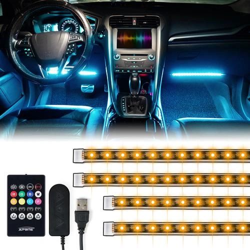 4PC Celestial Series Remote Control USB Interior RGB LED Car Light Set single or double row