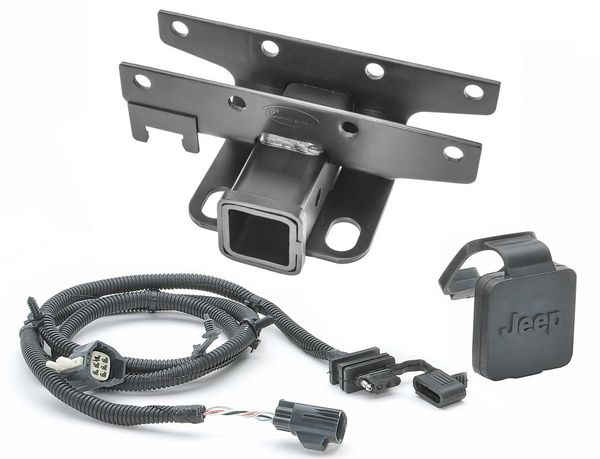 Quadratec Premium 2" Hitch with Wiring Kit & Jeep Logo Plug for 13-18 Jeep Wrangler JK