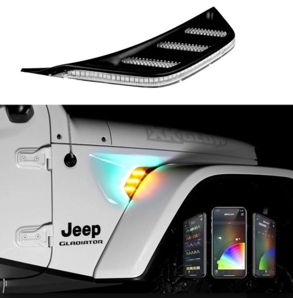 XK GLOW FENDER TURN SIGNAL RUNNING LIGHT FOR JEEP JL & JT FENDER VENT LIGHT RGB Amber