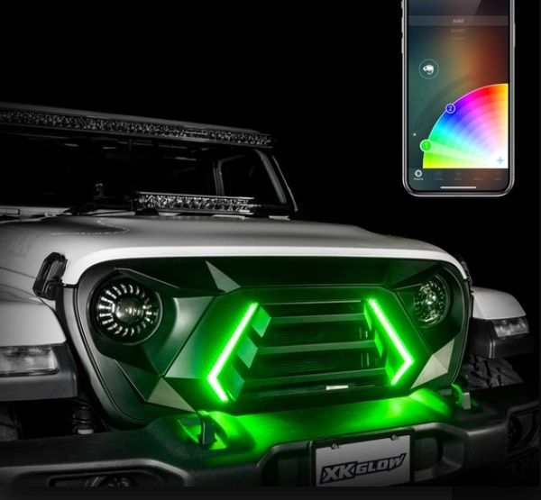 XK GLOW LED GRILLE KIT WITH RGB DRL SEQUENTIAL TURN FOR JEEP WRANGLER AND GLADIATOR