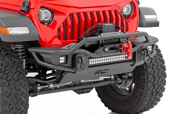 Rough Country 10647 Tubular Front Winch Bumper for 07-22 Jeep Wrangler JL, JK & Gladiator JT