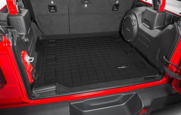 WeatherTech Rear Cargo Liner in Black for 18-22 Jeep Wrangler JL Unlimited with Leather Seats