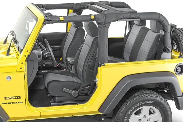 TecStyle Custom Fit Front and Rear Cloth Seat Covers Charcoalfor 11-12 Jeep Wrangler JK