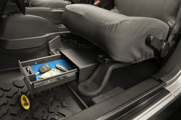 Locking Under Seat Storage Lock Box Gun Safe for 07-10 Jeep Wrangler & 07-18 Wrangler Unlimited JK Driver Side