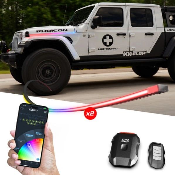 XKGlow XKmax Atomix Body Panel LED Light Strip for Jeep RGB Color Chasing & App