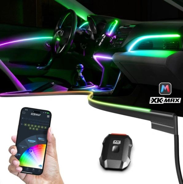 XK Glow XKmax RGB Fiber Optic LED Interior Ambient Light Kit for Car & Truck Color Chasing App-controlled