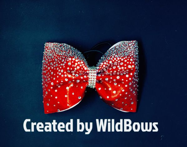 Headliner rhinestoned tailless bow in red