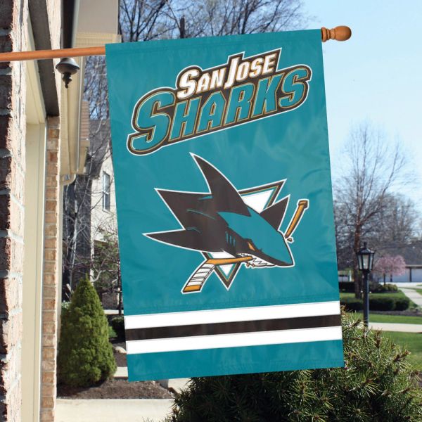 San Jose Sharks 2 Sided Embroidered Vertical House - Wall Flag