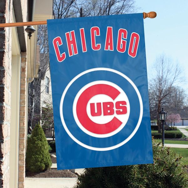 Chicago Cubs 2 Sided Embroidered Vertical House - Wall Flag