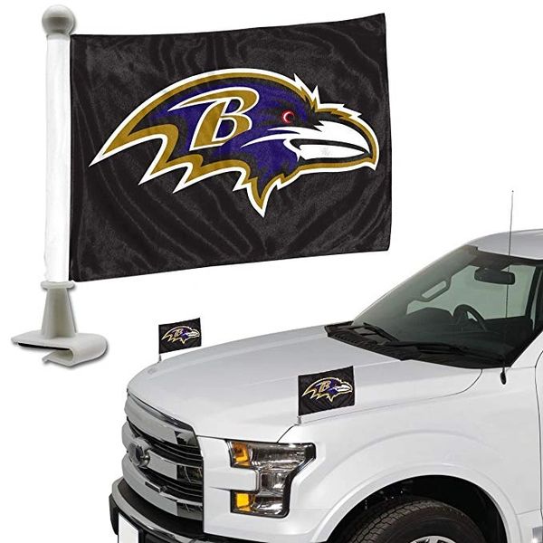 Baltimore Ravens Team Logo Ambassador Car Flag Set NFL