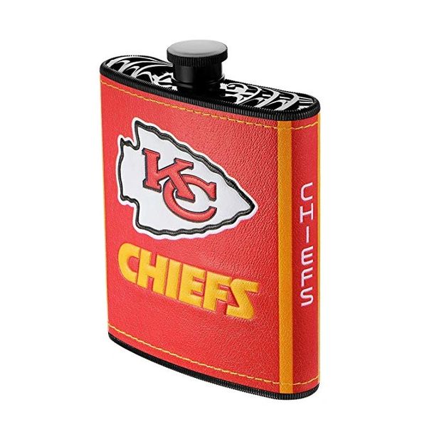 Kansas City Chiefs NFL Plastic Hip Flask w/ Team Colors and Logo