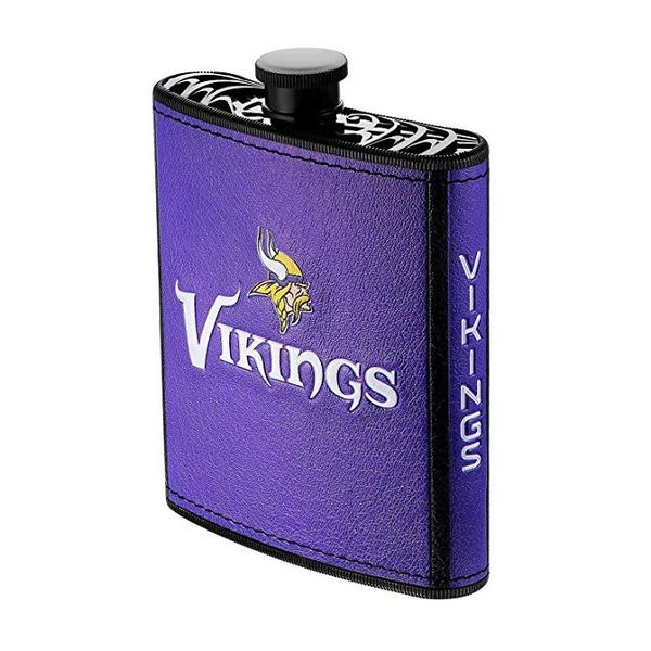 Minnesota Vikings NFL Plastic Hip Flask w/ Team Colors and Logo