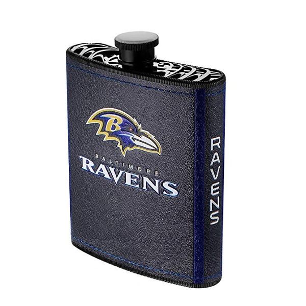 Baltimore Ravens NFL Plastic Hip Flask w/ Team Colors and Logo