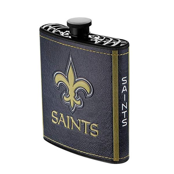 New Orleans Saints NFL Plastic Hip Flask w/ Team Colors and Logo