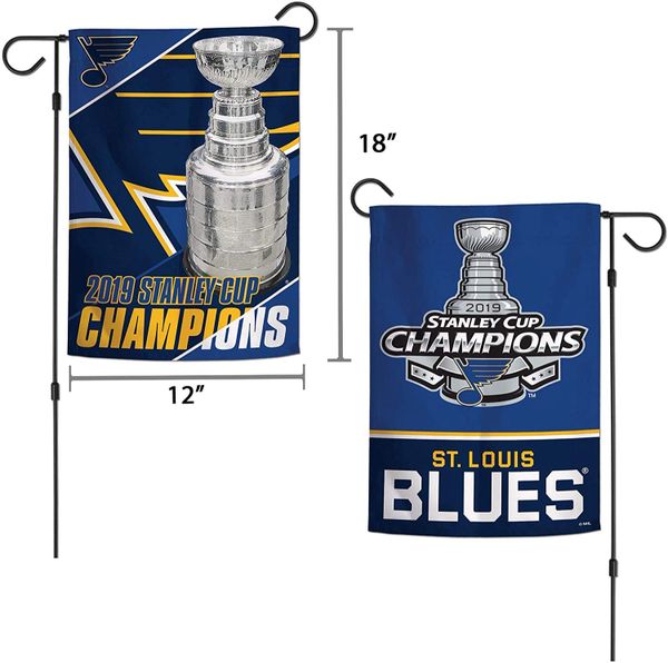 St. Louis Blues 2019 Stanley Cup Champions Garden Flag 2 Sided 12" x 18"