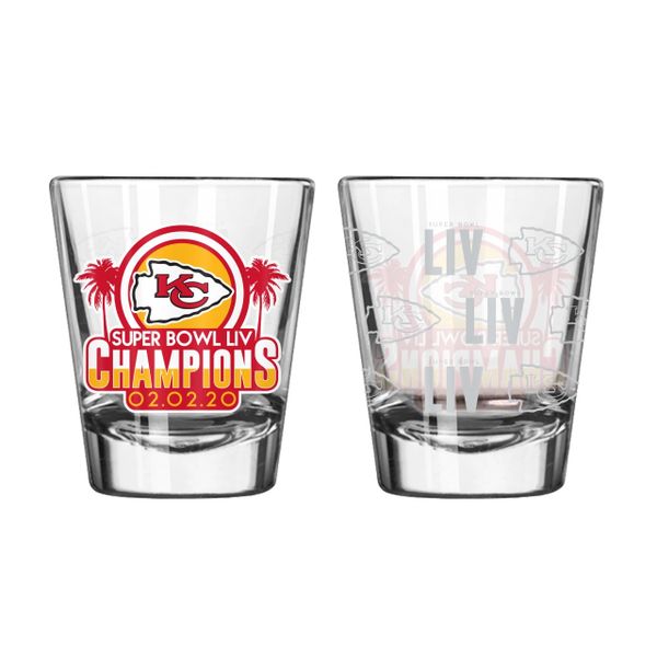 Kansas CIty Chiefs Super Bowl LIV Champions Etch Shot Glass 2oz. NFL
