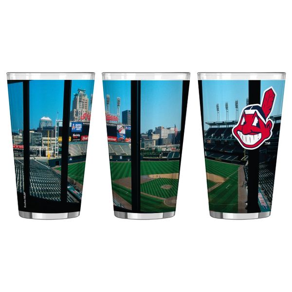 Cleveland Indians STADIUM Roster Pint Glass 16oz. MLB
