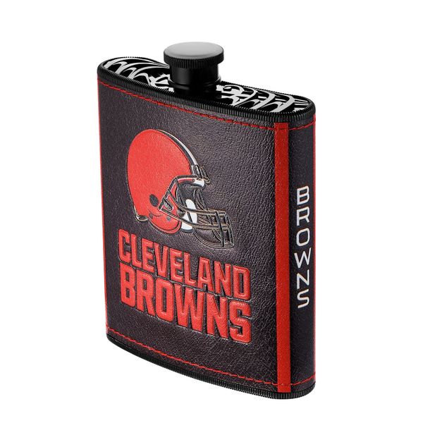 Cleveland Browns NFL Plastic Hip Flask w/ Team Colors and Logo