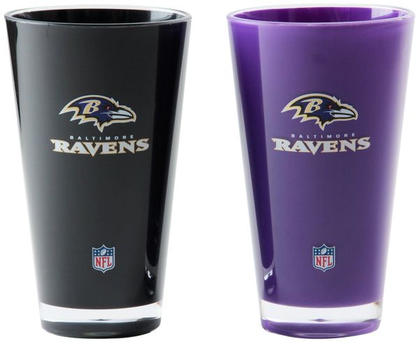 Baltimore Ravens Acrylic 2 Pack Tumbler Cup 20oz. Round "On Field Colors" NFL Licensed