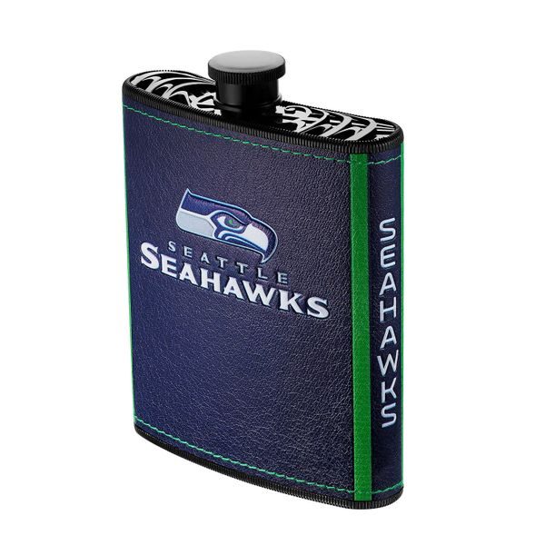 Seattle Seahawks NFL Plastic Hip Flask w/ Team Colors and Logo