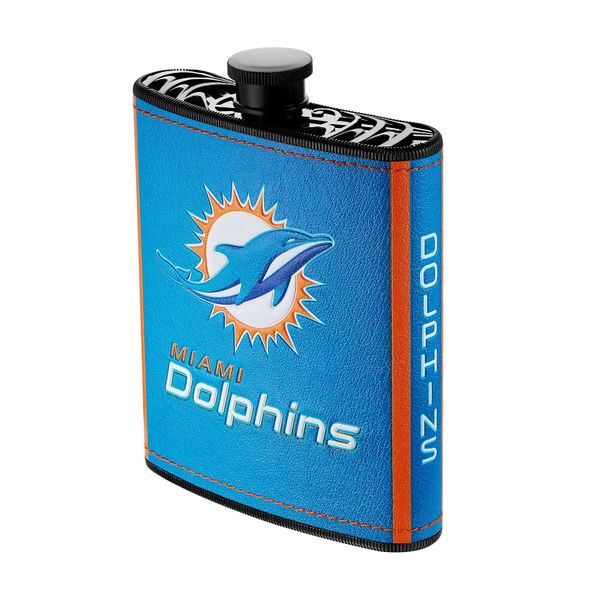 Miami Dolphins NFL Plastic Hip Flask w/ Team Colors and Logo